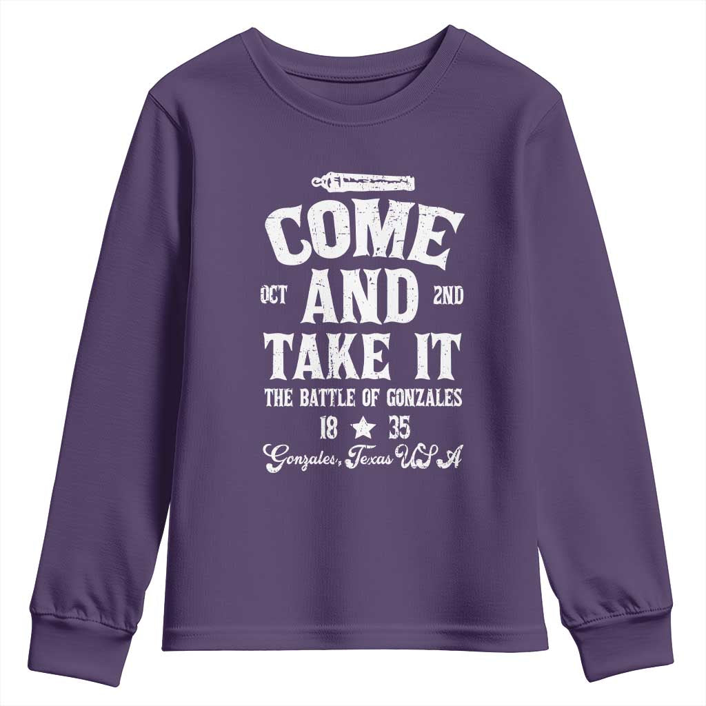 History Of Texas Youth Sweatshirt Come And Take It The Battle Of Gonzales