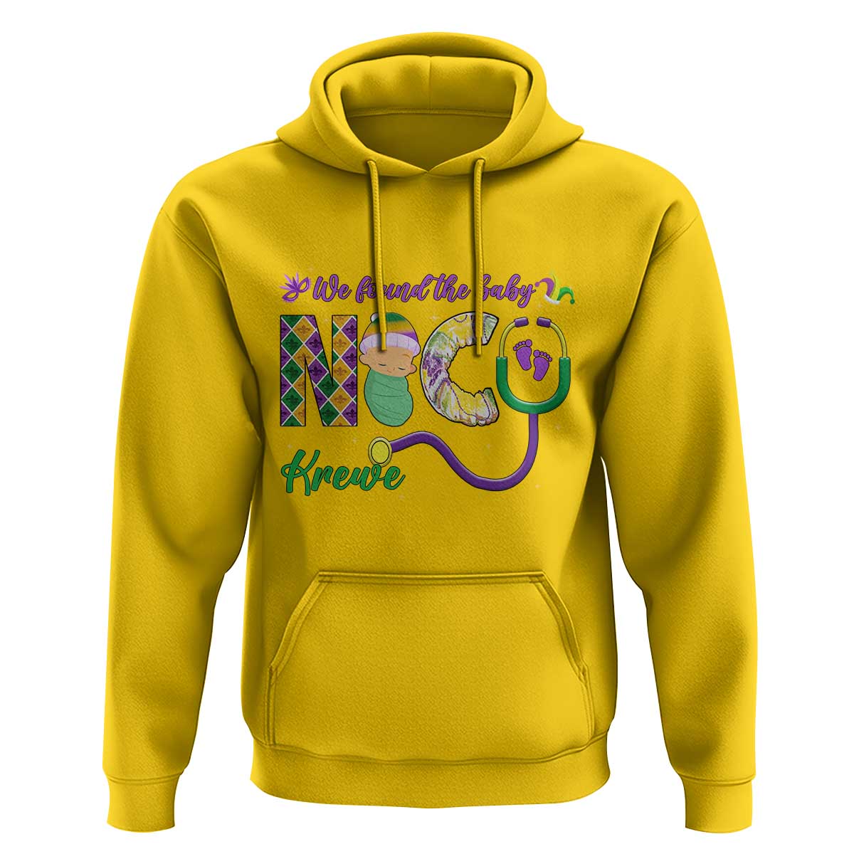 Funny NICU Mardi Gras Hoodie We Found The Baby NICU Krewe King Cake