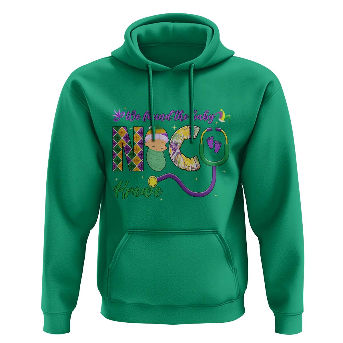 Funny NICU Mardi Gras Hoodie We Found The Baby NICU Krewe King Cake