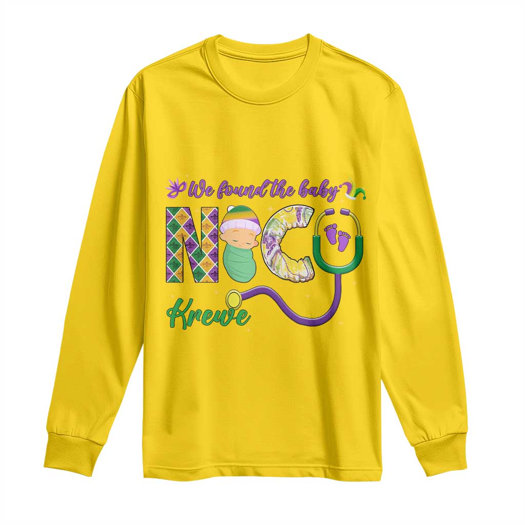 Funny NICU Mardi Gras Long Sleeve Shirt We Found The Baby NICU Krewe King Cake