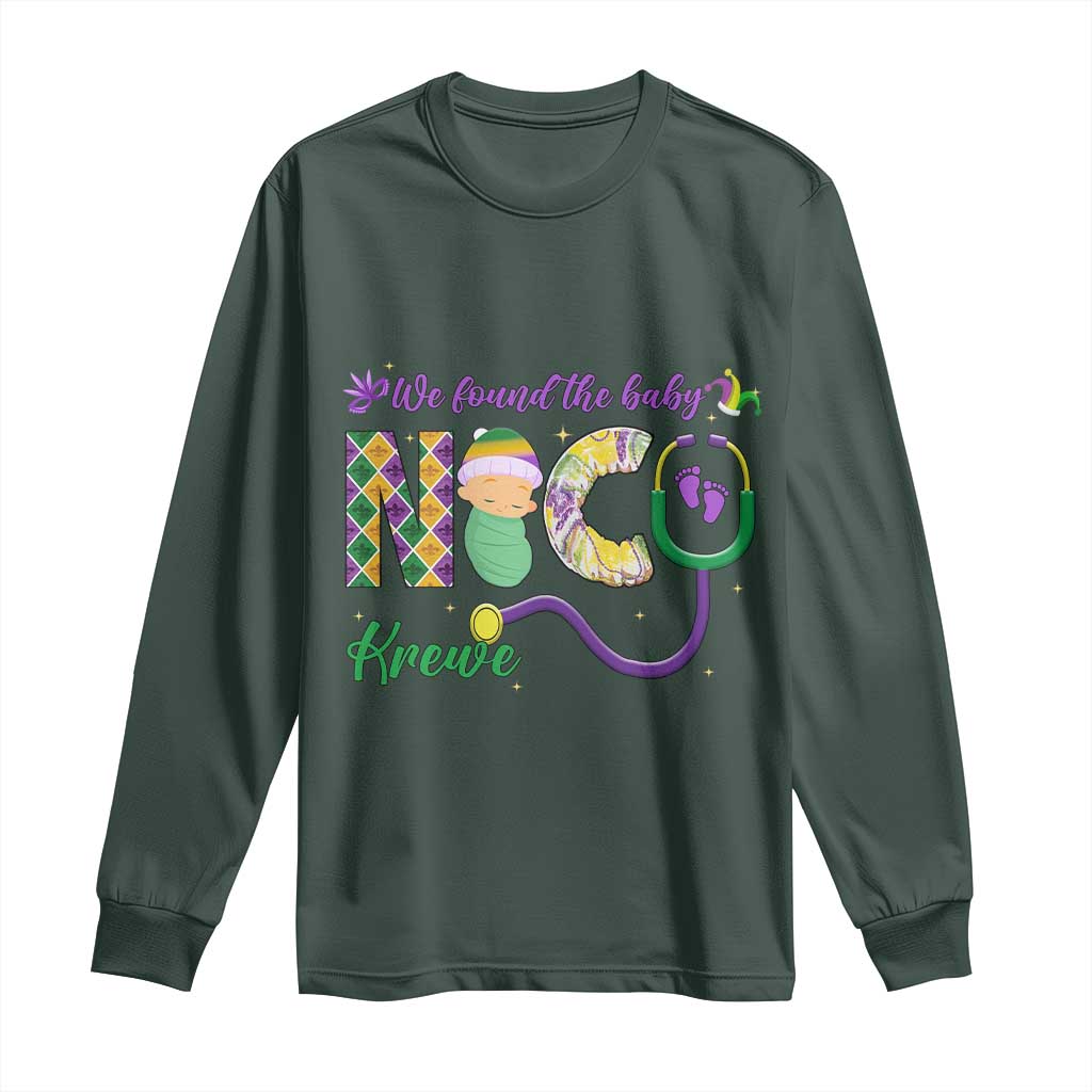 Funny NICU Mardi Gras Long Sleeve Shirt We Found The Baby NICU Krewe King Cake