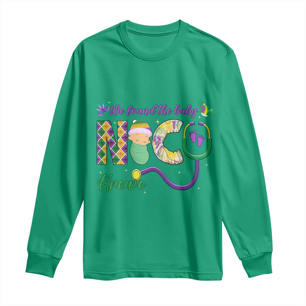 Funny NICU Mardi Gras Long Sleeve Shirt We Found The Baby NICU Krewe King Cake