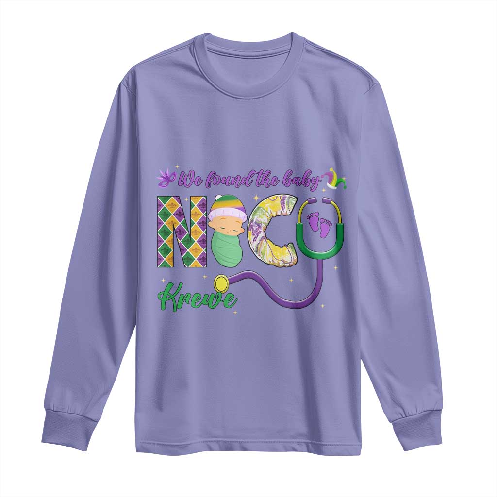 Funny NICU Mardi Gras Long Sleeve Shirt We Found The Baby NICU Krewe King Cake
