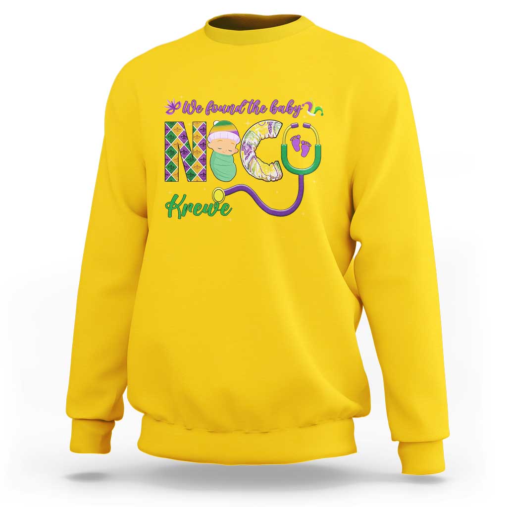 Funny NICU Mardi Gras Sweatshirt We Found The Baby NICU Krewe King Cake