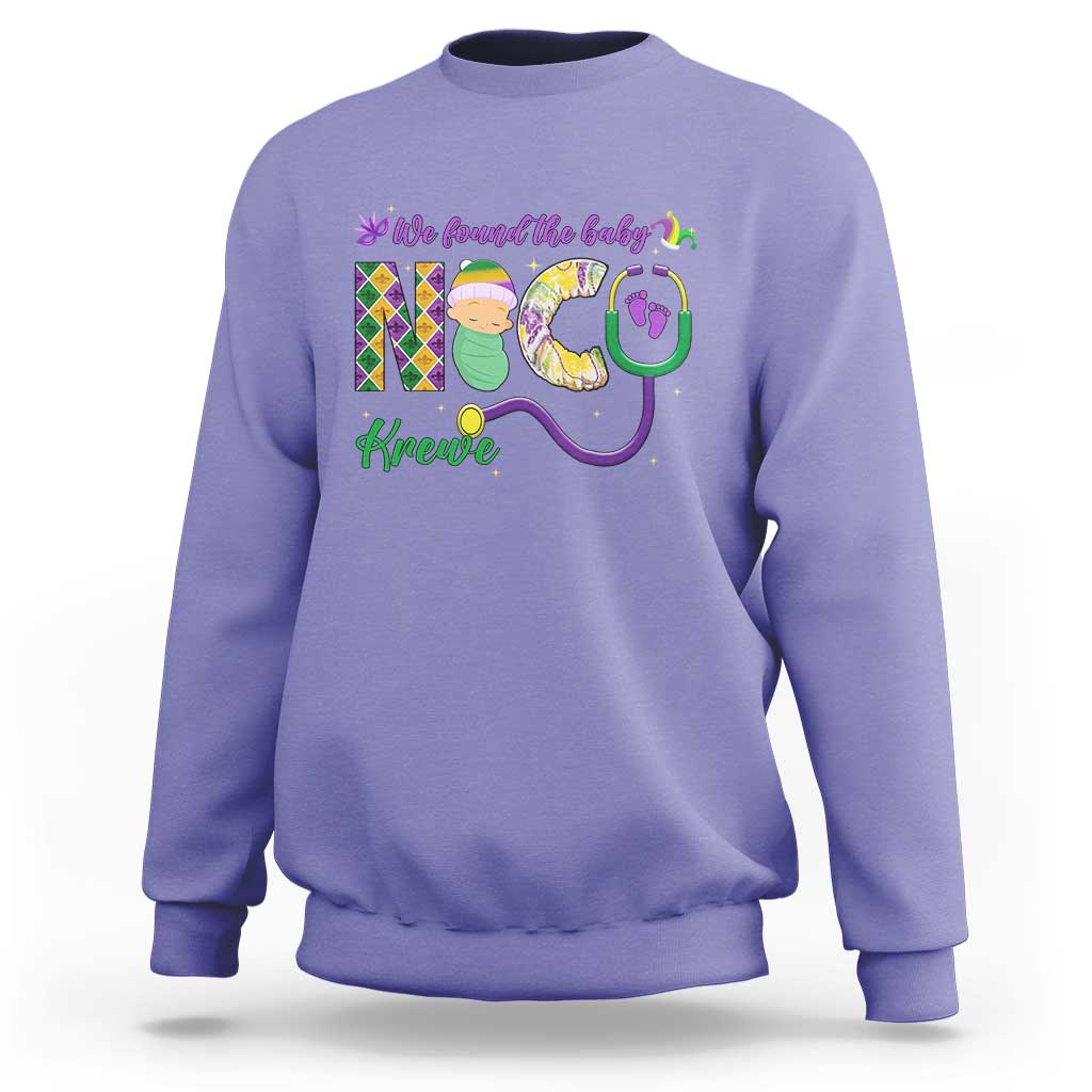 Funny NICU Mardi Gras Sweatshirt We Found The Baby NICU Krewe King Cake
