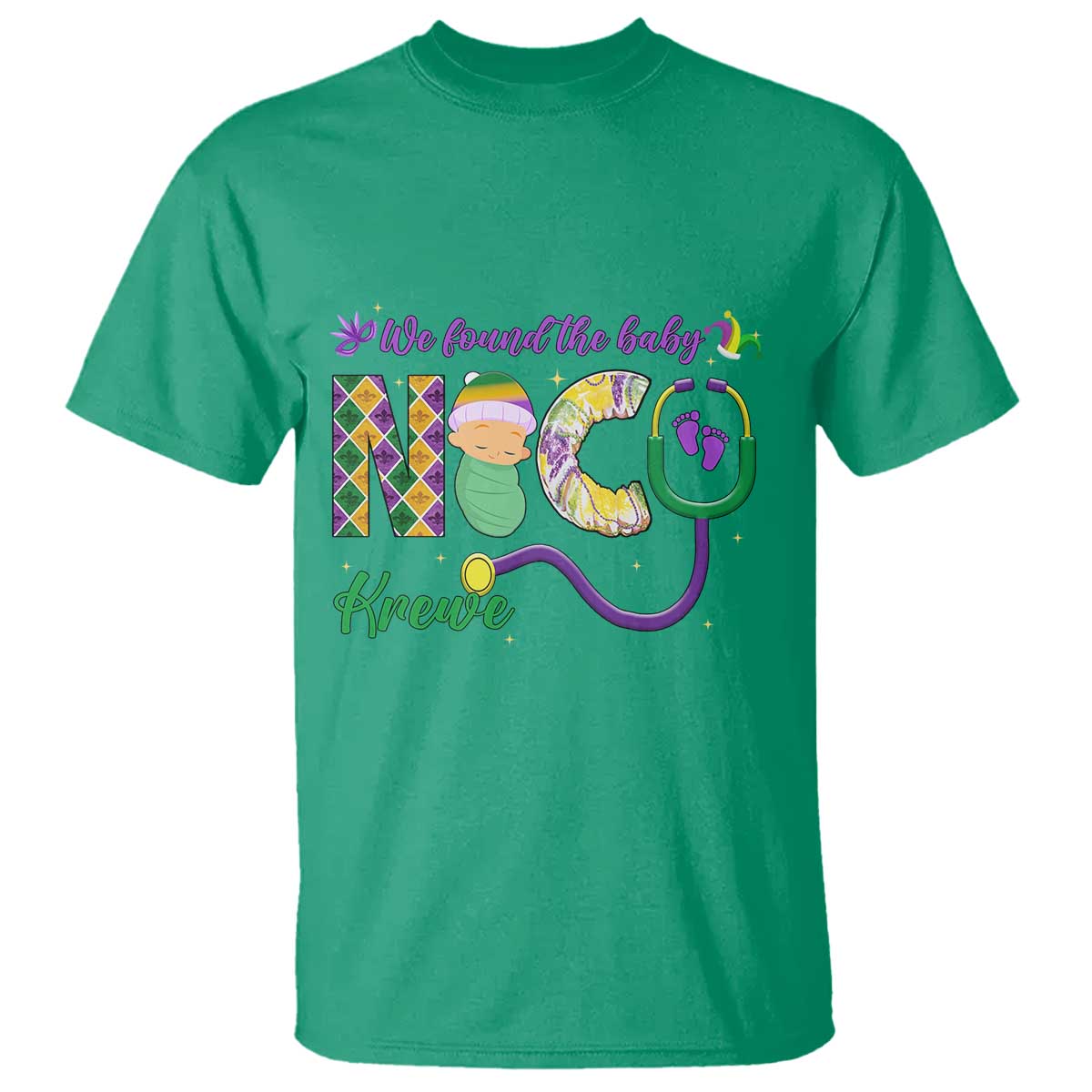 Funny NICU Mardi Gras T Shirt We Found The Baby NICU Krewe King Cake