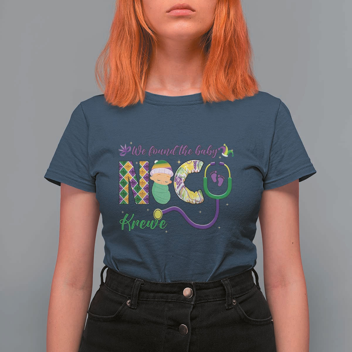 Funny NICU Mardi Gras T Shirt For Women We Found The Baby NICU Krewe King Cake