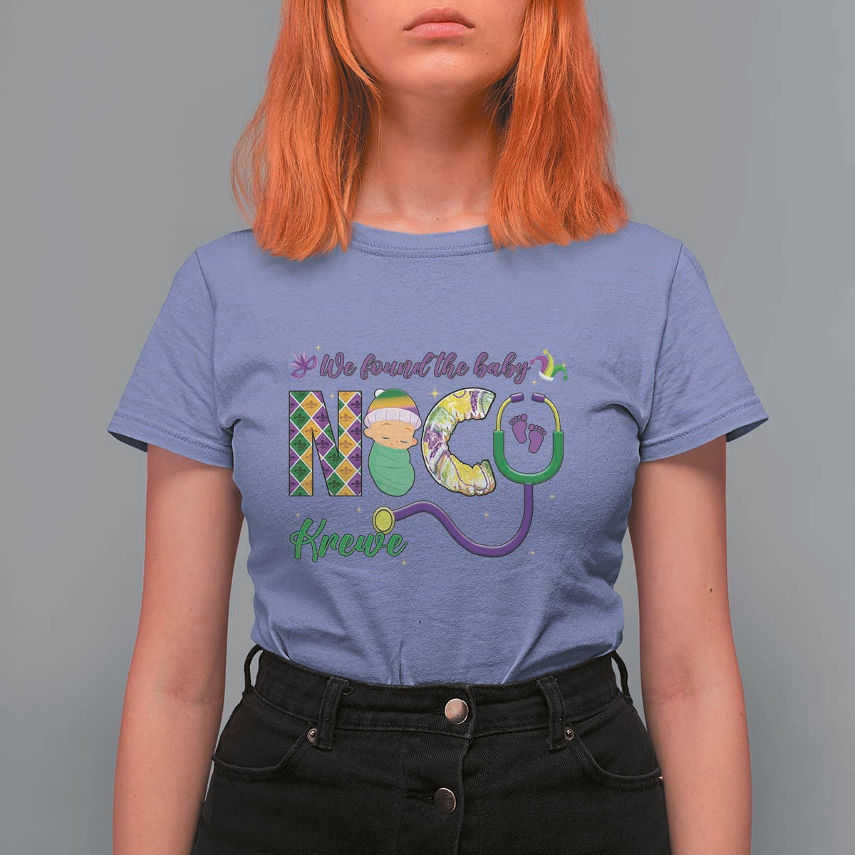 Funny NICU Mardi Gras T Shirt For Women We Found The Baby NICU Krewe King Cake