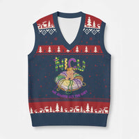 Funny NICU Nurse Mardi Gras V-Neck Knit Sweater Vest We Always Get The Baby King Cake