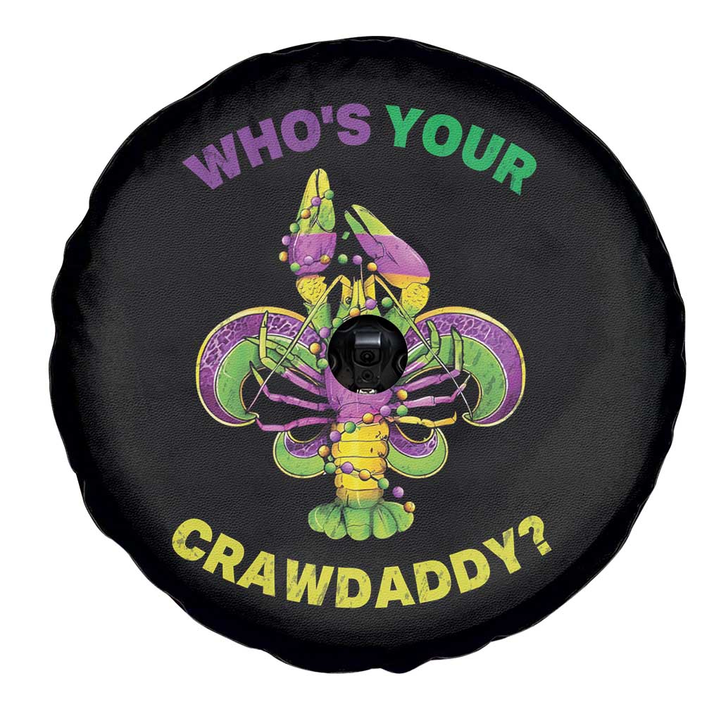 Funny Who's Your Crawdaddy Spare Tire Cover Vintage Crawfish Beads Fleur De Lis Mardi Gras