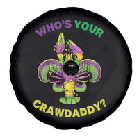 Funny Who's Your Crawdaddy Spare Tire Cover Vintage Crawfish Beads Fleur De Lis Mardi Gras