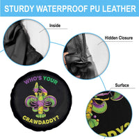 Funny Who's Your Crawdaddy Spare Tire Cover Vintage Crawfish Beads Fleur De Lis Mardi Gras