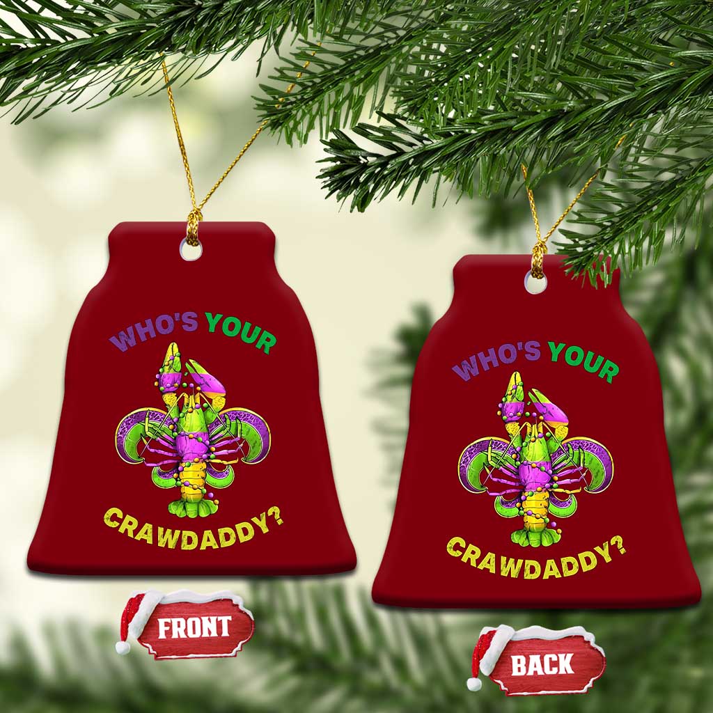 Funny Who's Your Crawdaddy Ceramic Ornament Vintage Crawfish Beads Fleur De Lis Mardi Gras