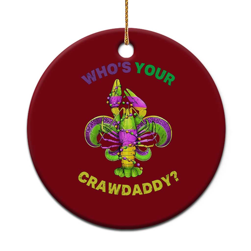 Funny Who's Your Crawdaddy Ceramic Ornament Vintage Crawfish Beads Fleur De Lis Mardi Gras