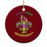 Funny Who's Your Crawdaddy Ceramic Ornament Vintage Crawfish Beads Fleur De Lis Mardi Gras
