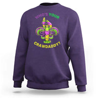 Funny Who's Your Crawdaddy Sweatshirt Vintage Crawfish Beads Fleur De Lis Mardi Gras