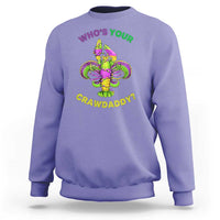 Funny Who's Your Crawdaddy Sweatshirt Vintage Crawfish Beads Fleur De Lis Mardi Gras