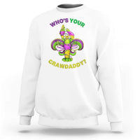 Funny Who's Your Crawdaddy Sweatshirt Vintage Crawfish Beads Fleur De Lis Mardi Gras