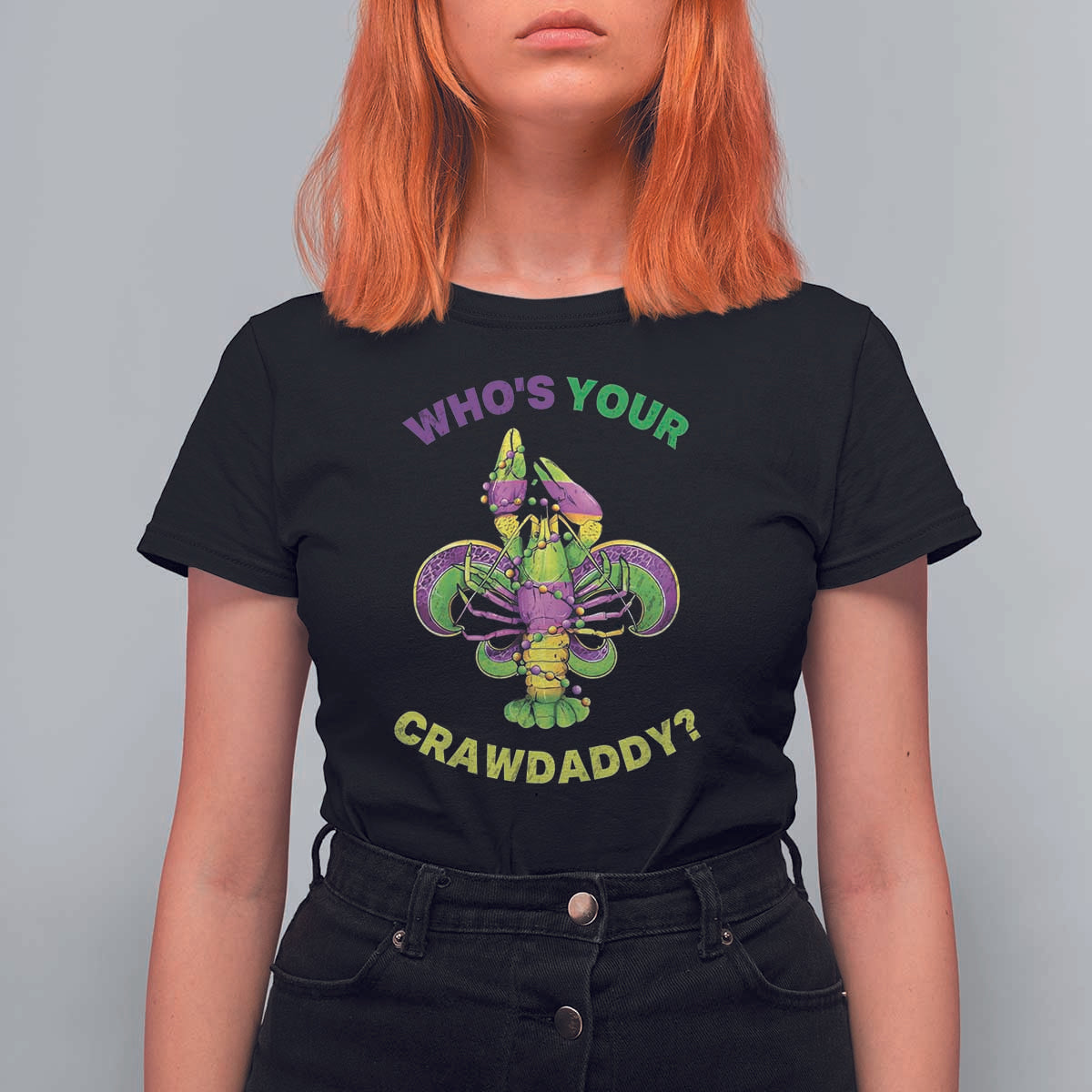 Funny Who's Your Crawdaddy T Shirt For Women Vintage Crawfish Beads Fleur De Lis Mardi Gras