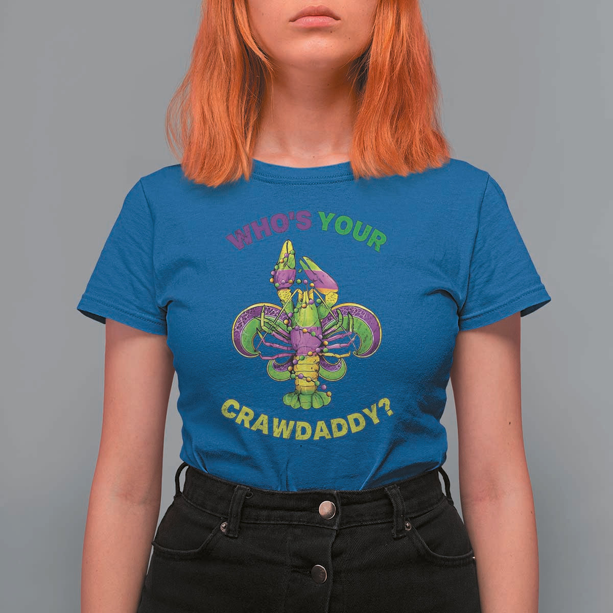 Funny Who's Your Crawdaddy T Shirt For Women Vintage Crawfish Beads Fleur De Lis Mardi Gras