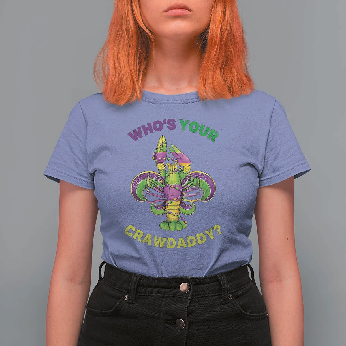 Funny Who's Your Crawdaddy T Shirt For Women Vintage Crawfish Beads Fleur De Lis Mardi Gras