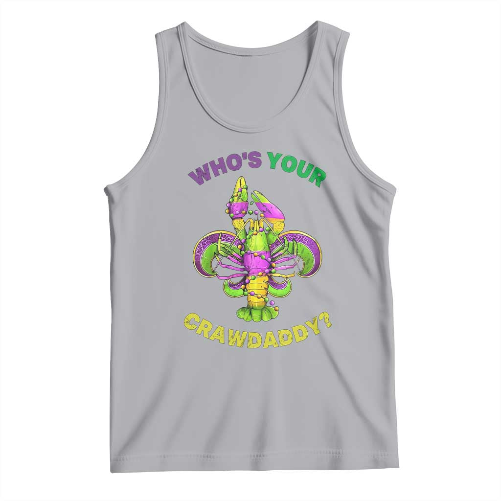 Funny Who's Your Crawdaddy Tank Top Vintage Crawfish Beads Fleur De Lis Mardi Gras
