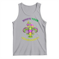 Funny Who's Your Crawdaddy Tank Top Vintage Crawfish Beads Fleur De Lis Mardi Gras