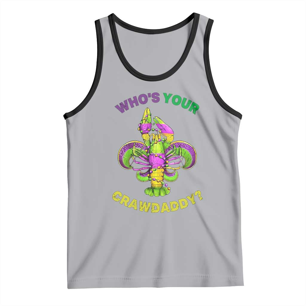 Funny Who's Your Crawdaddy Tank Top Vintage Crawfish Beads Fleur De Lis Mardi Gras