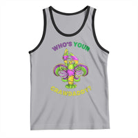 Funny Who's Your Crawdaddy Tank Top Vintage Crawfish Beads Fleur De Lis Mardi Gras