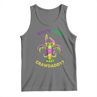 Funny Who's Your Crawdaddy Tank Top Vintage Crawfish Beads Fleur De Lis Mardi Gras