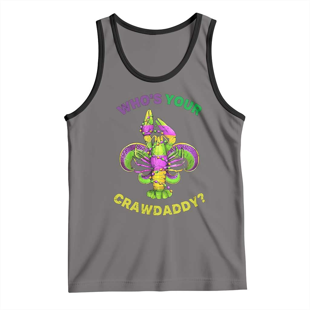 Funny Who's Your Crawdaddy Tank Top Vintage Crawfish Beads Fleur De Lis Mardi Gras