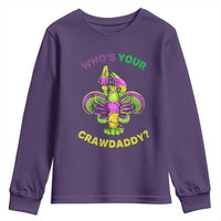 Funny Who's Your Crawdaddy Youth Sweatshirt Vintage Crawfish Beads Fleur De Lis Mardi Gras