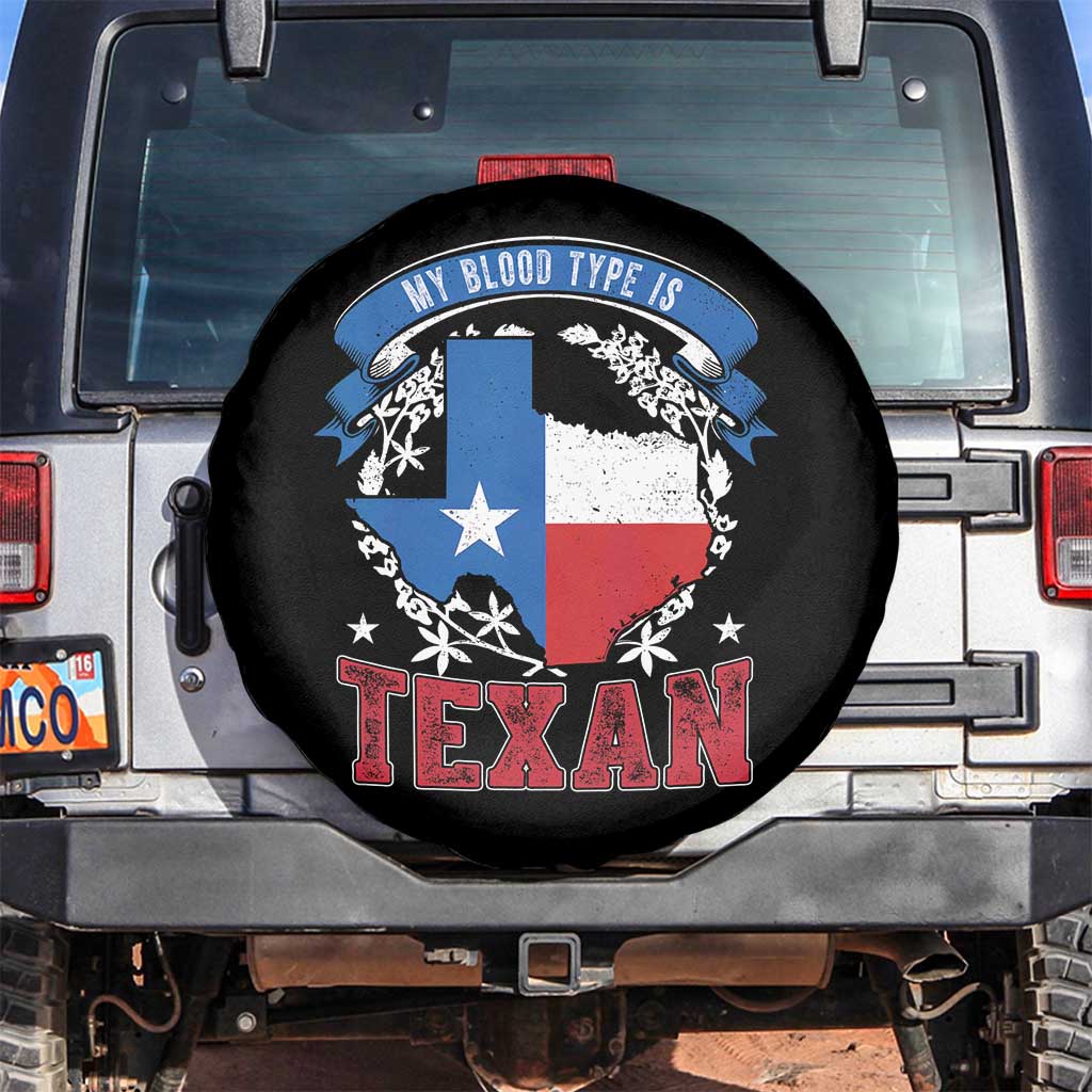 My Blood Types Is Texan Spare Tire Cover Proud American Texan TX Map Bluebonnet