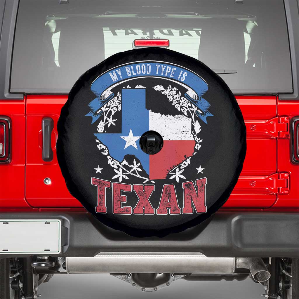 My Blood Types Is Texan Spare Tire Cover Proud American Texan TX Map Bluebonnet