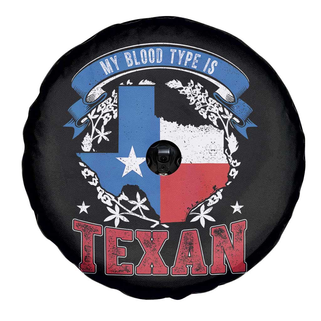 My Blood Types Is Texan Spare Tire Cover Proud American Texan TX Map Bluebonnet