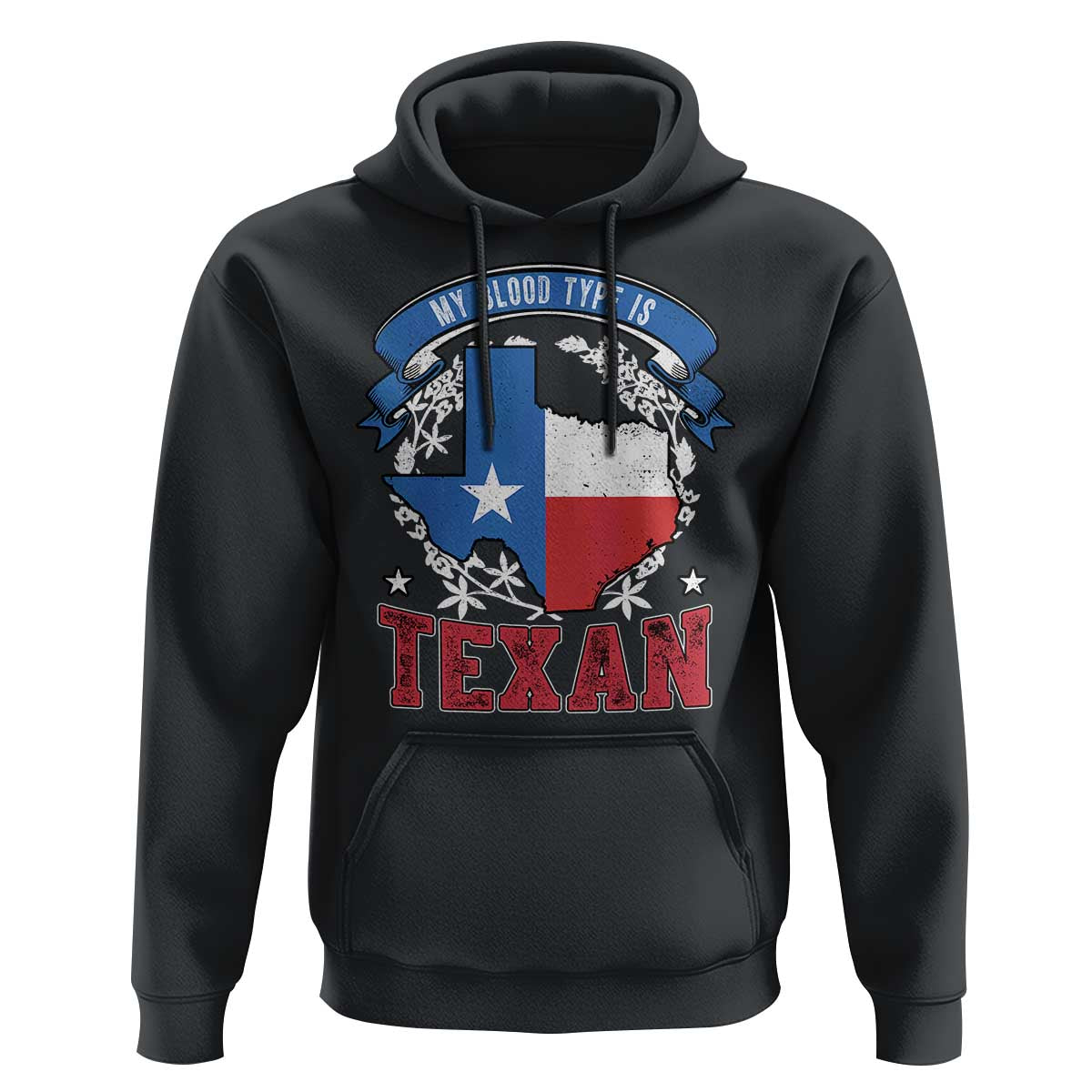 My Blood Types Is Texan Hoodie Proud American Texan TX Map Bluebonnet