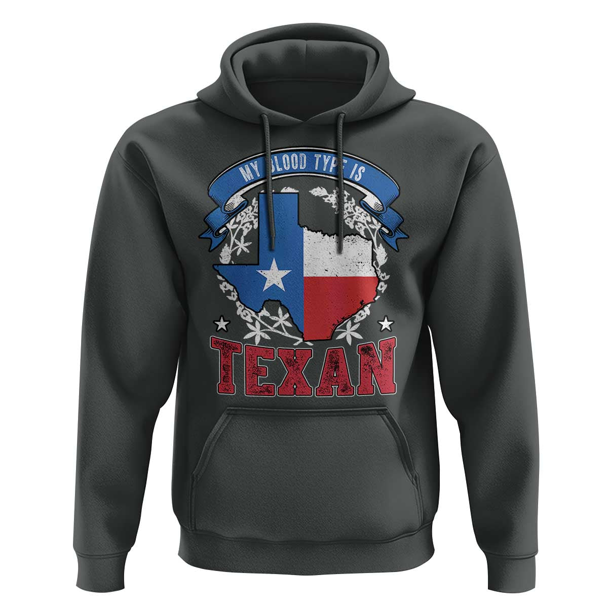 My Blood Types Is Texan Hoodie Proud American Texan TX Map Bluebonnet