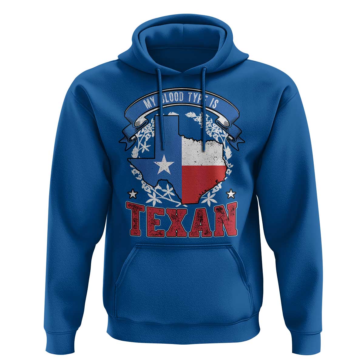 My Blood Types Is Texan Hoodie Proud American Texan TX Map Bluebonnet