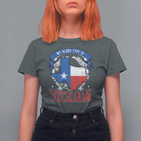 My Blood Types Is Texan T Shirt For Women Proud American Texan TX Map Bluebonnet