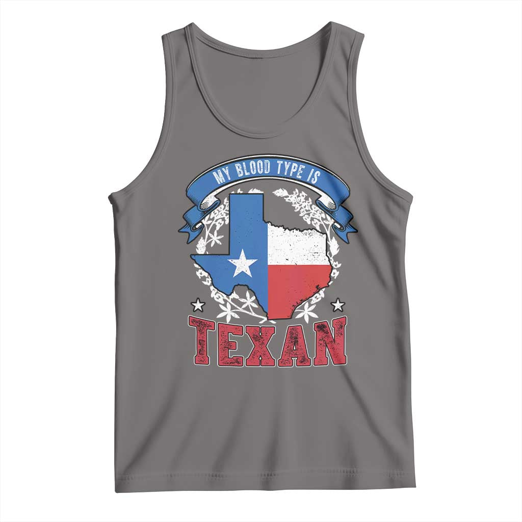My Blood Types Is Texan Tank Top Proud American Texan TX Map Bluebonnet