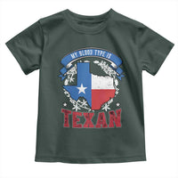 My Blood Types Is Texan Toddler T Shirt Proud American Texan TX Map Bluebonnet