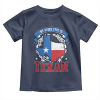 My Blood Types Is Texan Toddler T Shirt Proud American Texan TX Map Bluebonnet