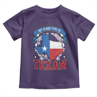 My Blood Types Is Texan Toddler T Shirt Proud American Texan TX Map Bluebonnet