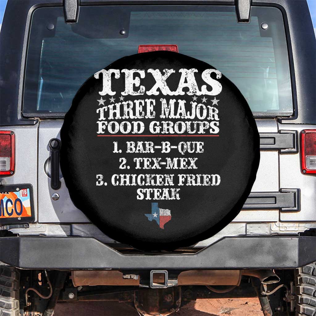 Proud American Texan Spare Tire Cover Texas Three Major Food Groups BBQ Tex Mex Chicken