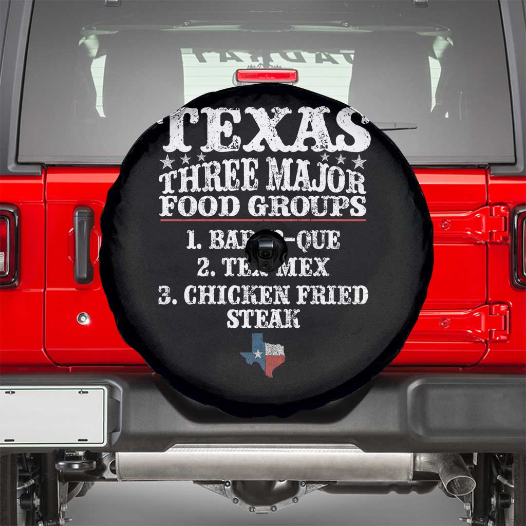 Proud American Texan Spare Tire Cover Texas Three Major Food Groups BBQ Tex Mex Chicken