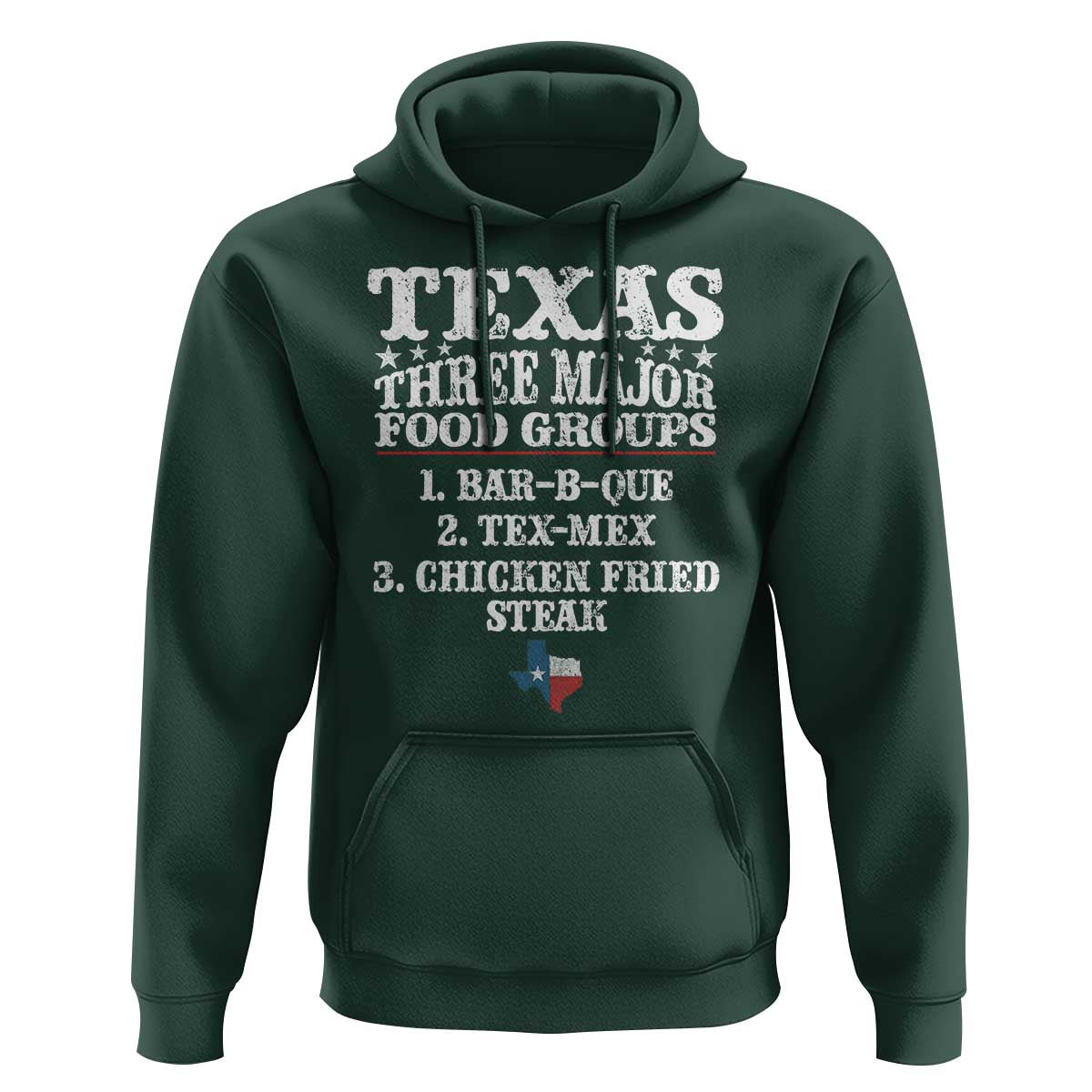 Proud American Texan Hoodie Texas Three Major Food Groups BBQ Tex Mex Chicken