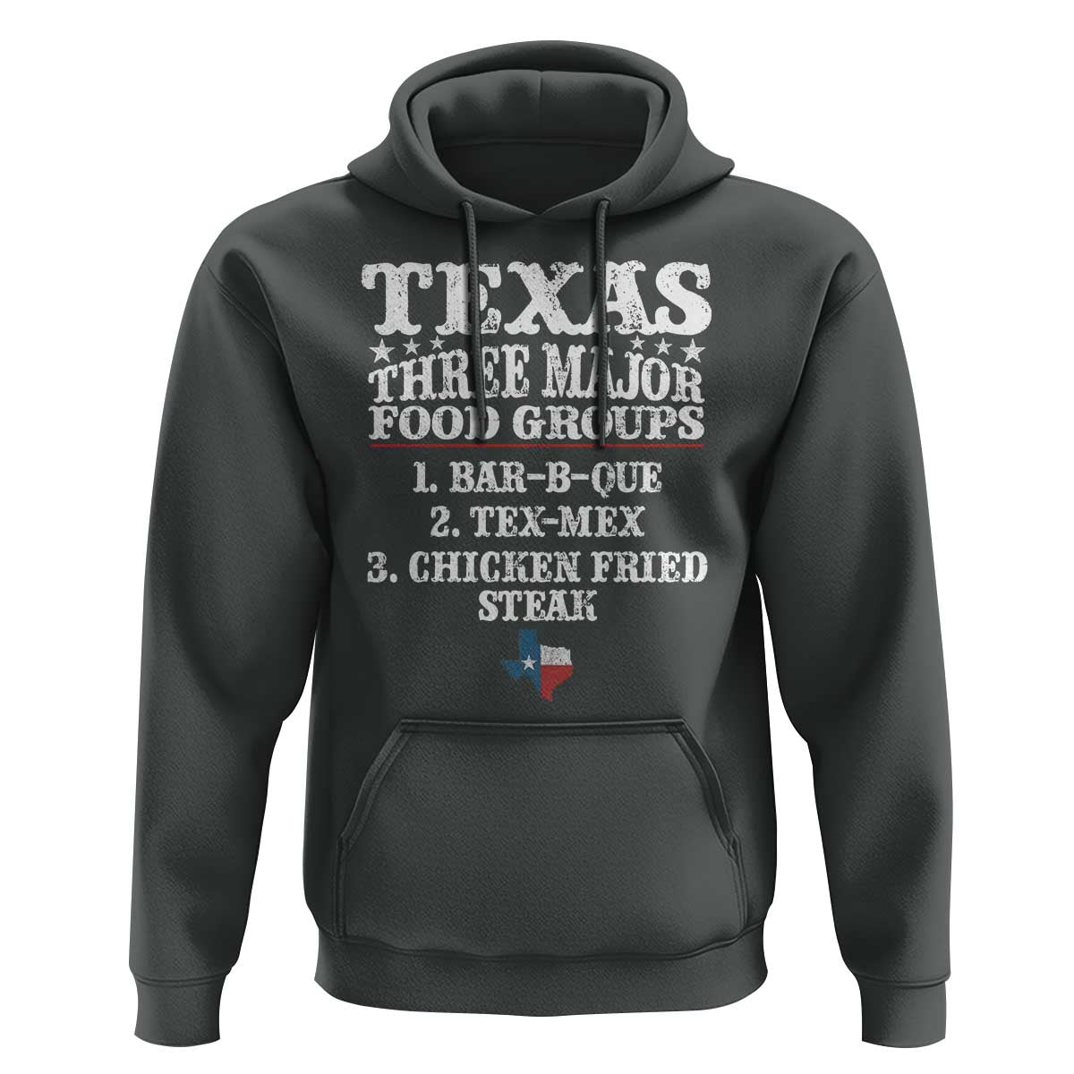 Proud American Texan Hoodie Texas Three Major Food Groups BBQ Tex Mex Chicken