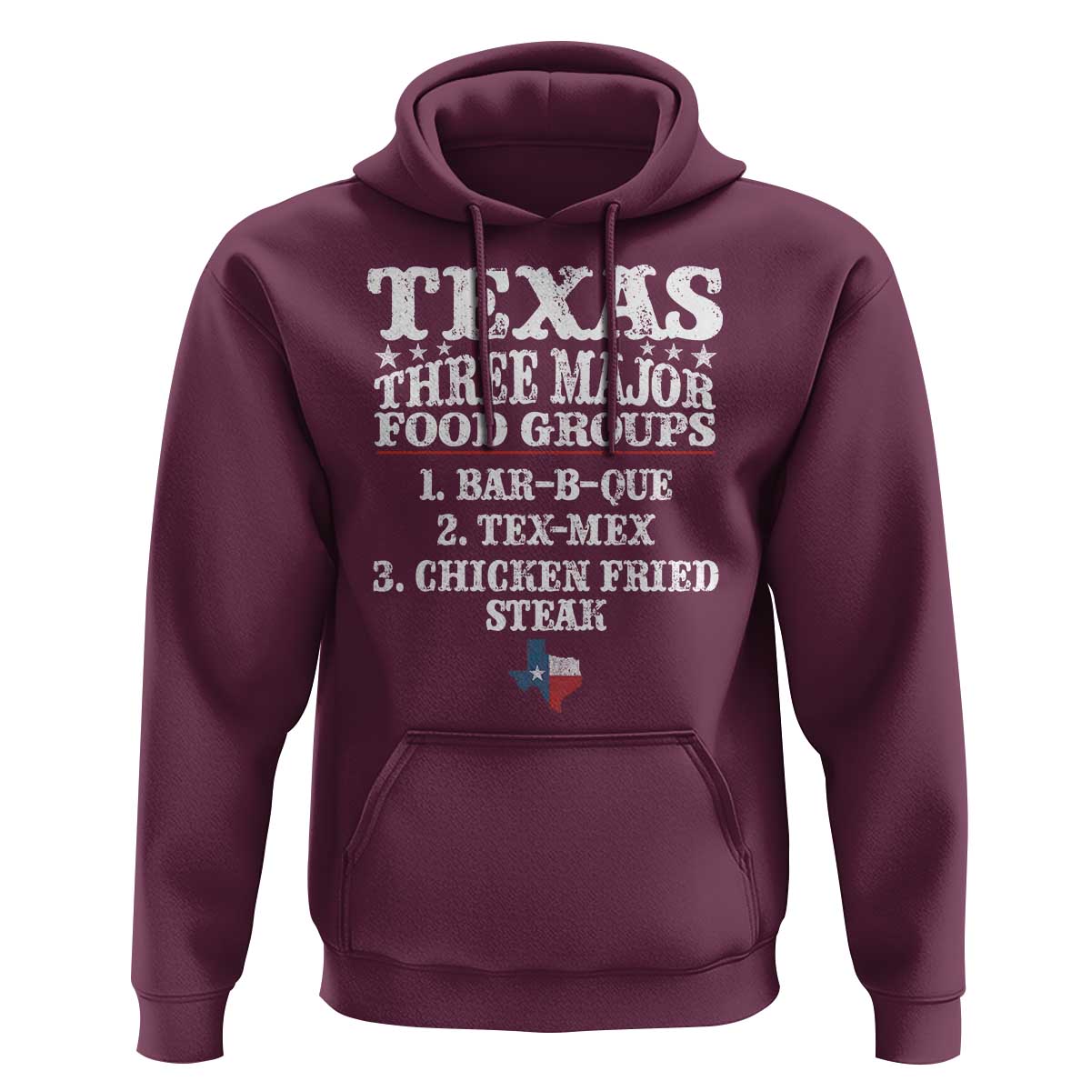 Proud American Texan Hoodie Texas Three Major Food Groups BBQ Tex Mex Chicken
