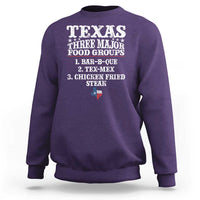 Proud American Texan Sweatshirt Texas Three Major Food Groups BBQ Tex Mex Chicken