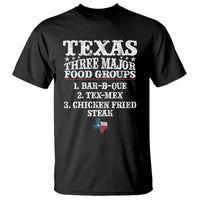Proud American Texan T Shirt Texas Three Major Food Groups BBQ Tex Mex Chicken